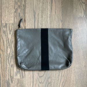 Kempton & Co. Large Gray and Black Leather Pouch
